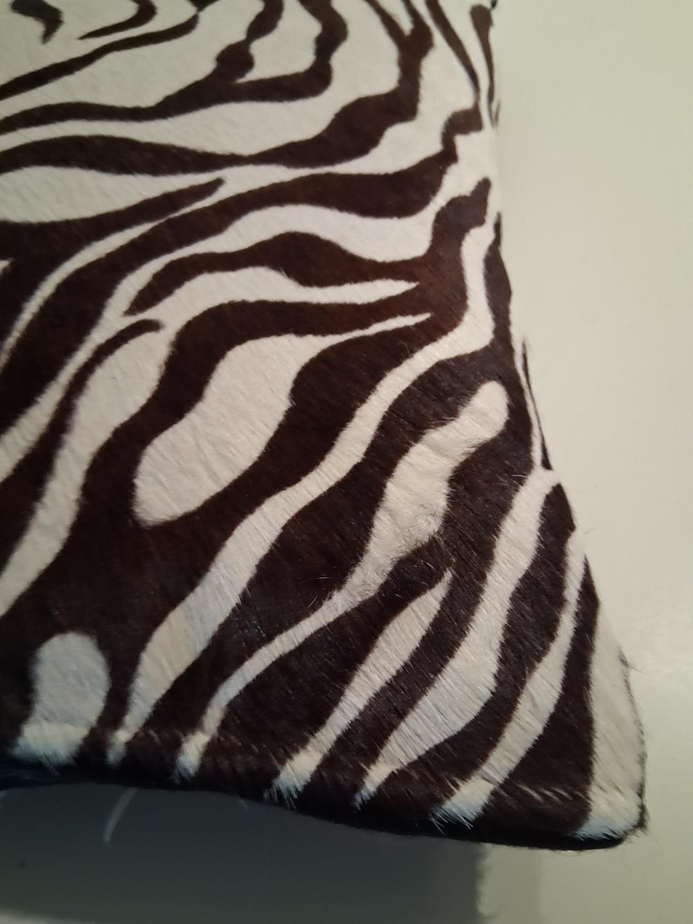 Genuine Zebra Hide Decorative Pillow - Brown & White - Picture 2 of 3